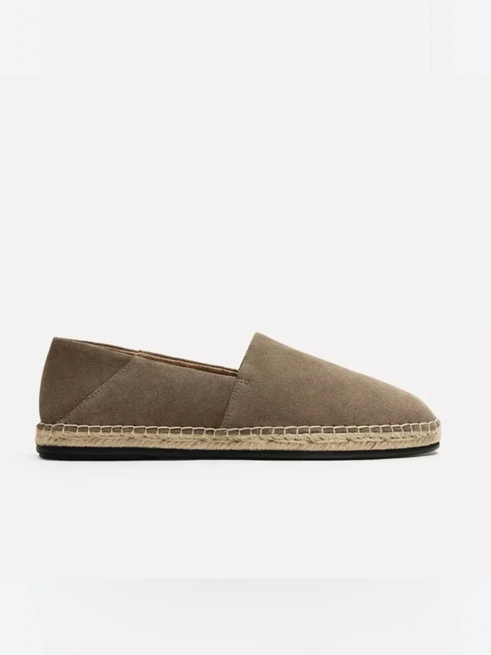Zara Olive Green Suede Espadrilles Flat Shoes - Size 38 / US 7.5